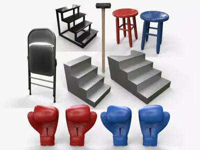 PBR Boxing and Wrestling Rings Props Low-poly 3D model