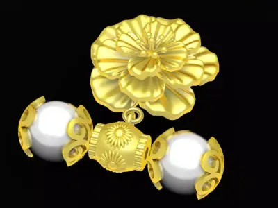 Oriental Floral Decorative Element for Beaded Bracelet 114a 3D print model