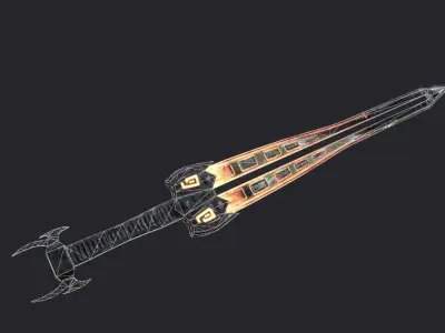 Fantasy Stylish Weapon- Flame Sword Low-poly 3D model