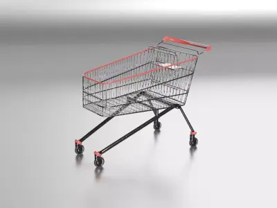 supermarket trolley Low-poly 3D model