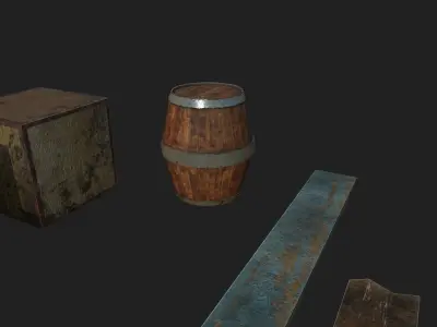 Old boxes Game assets pack Low-poly 3D model