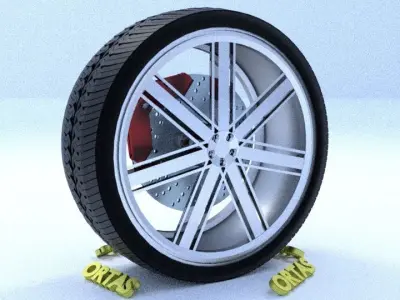 ORTAS CAR RIM 28 GAME READY RIM TIRE AND DISC 3D model