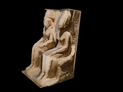 photo scanned Ancient Egyptian statue of a couple 3D model