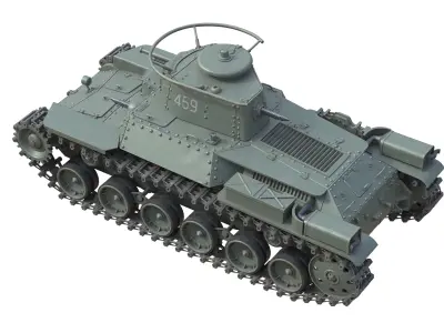 Type 97 Chi-Ha medium tank  Low-poly 3D model