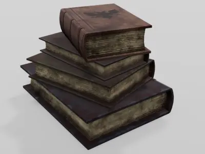 Old Books 3D Model Low-poly 3D model