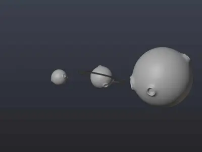 Three Cartoon-style Animated Planets Free 3D model