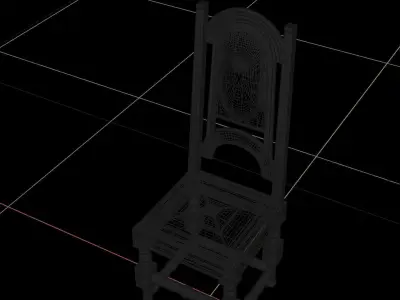 Stiff Back Cuscioned Wooden Chair Free low-poly 3D model