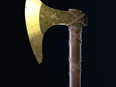 Nordic Gold - Silver  Axe  Low-poly 3D model