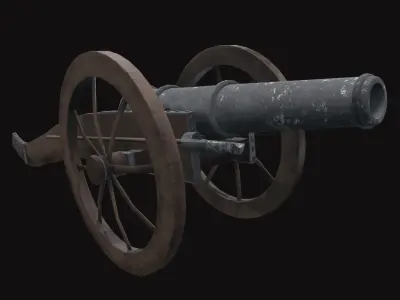 Medieval Cannon V01 New Low-poly 3D model