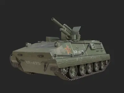 4 coatings of PLA Army PLZ70 122mm self-propelled howitzer Low-poly 3D model