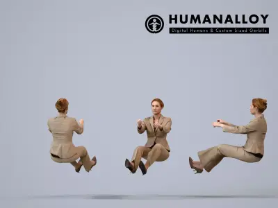 00109Halle007 - Adult Caucasian woman sitting in office waiting 3D model