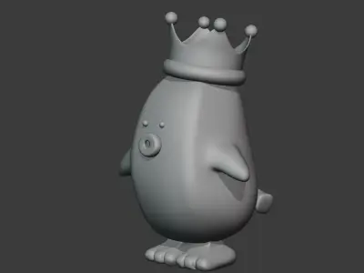 Cute King Banana Chicken Free low-poly 3D model