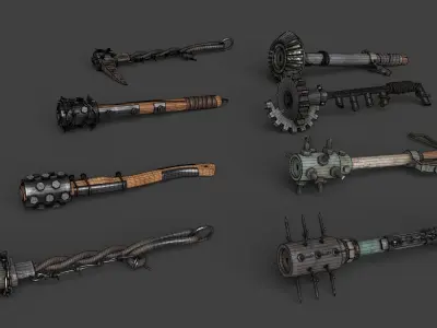Modifiable Strike Weapons 1 3D Model Pack