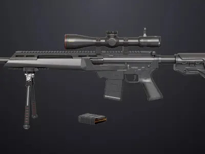 Sniper Rifle 06 Black Generic All PBR Unity UE Textures Low-poly 3D model