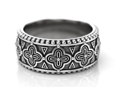 Stylish ring with antique patterns 225 3D print model