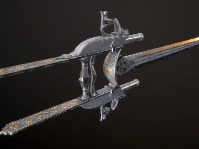 SILVER LORD - Flintlock Katar Low-poly 3D model