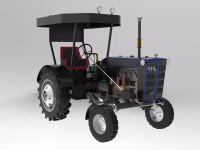 Vintage Tractor CASE Low-poly 3D model