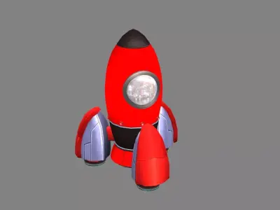 Cartoon red rocket Low-poly 3D model