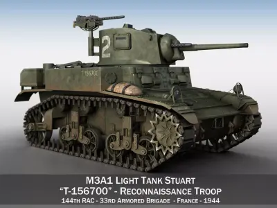 M3A1 Light Tank Stuart  156700 3D model