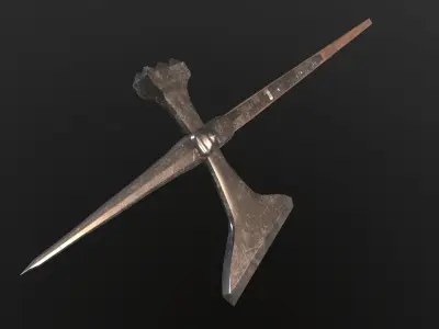 Poleaxe weapon Two-handed PBR Low-poly Game ready Low-poly 3D model