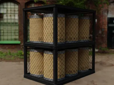 wood barrel Low-poly 3D model get