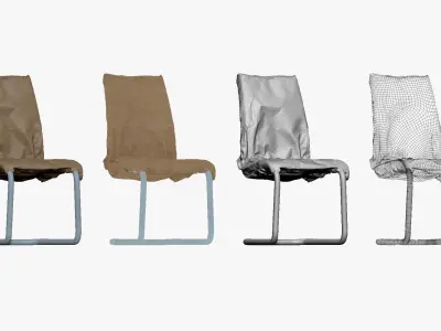 001279 crazy metal scary chair lowpoly 3D model