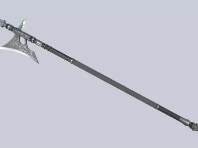 Fantasy halberd Low-poly 3D model order