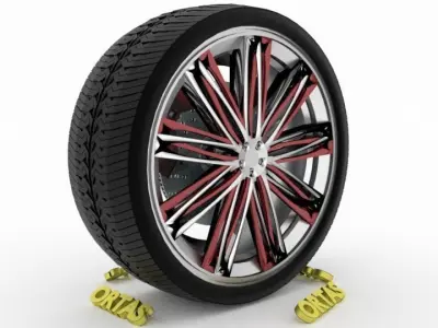 ORTAS CAR WHEEL RIM 105 GAME READY WHEEL RIM TIRE 3D model