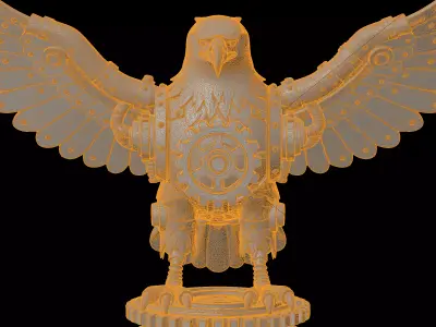 Steampunk Eagle on Gear Pedestal 3D Print Model 3D print model