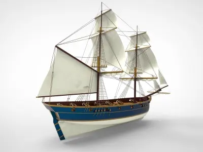 classic sailing ship 3D model by wayokama72
