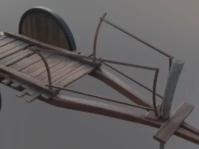 tumbrel 3 wooden wheeled cart 3D model