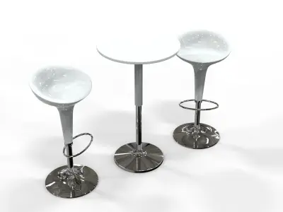 High table and stool - Bar set 1 3D model
