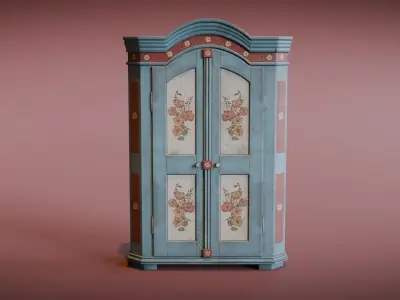 Antique Wardrobe Low-poly 3D model