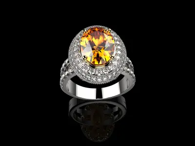 Oval Cut From Gemone Diamonds Ring 3D print model