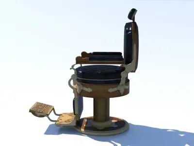 Royal Vintage Barber Chair   Historical Patterned 3D Model Low-poly 3D model