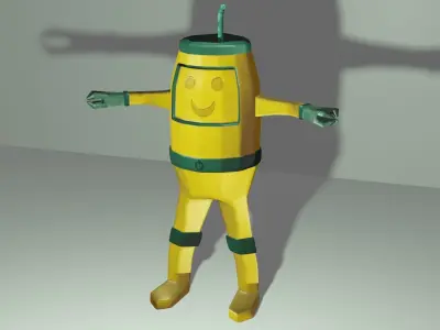 Robot juice with straw 3D model