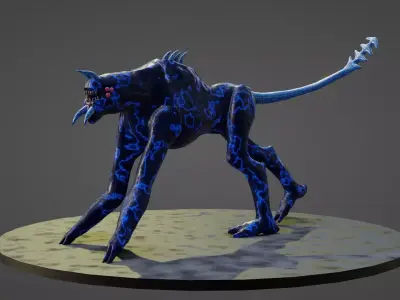 Alien dog creature  Low-poly 3D model