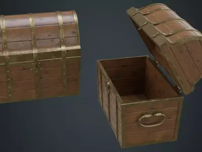 Wooden Chest 1B Low-poly 3D model
