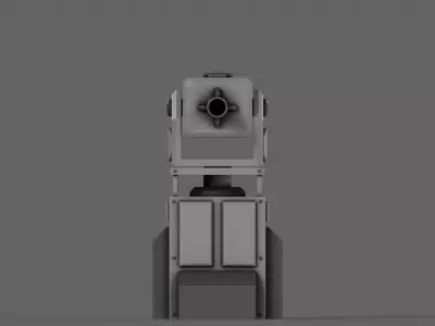PBR Turret Gun 01 Grey Low-poly 3D model