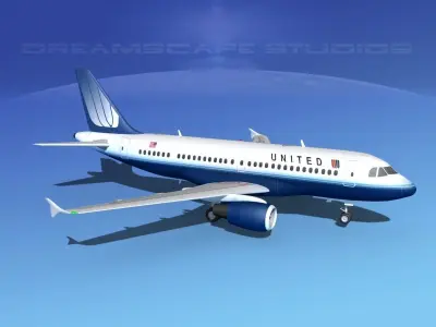 Airbus A319 United Airlines 2 3D model