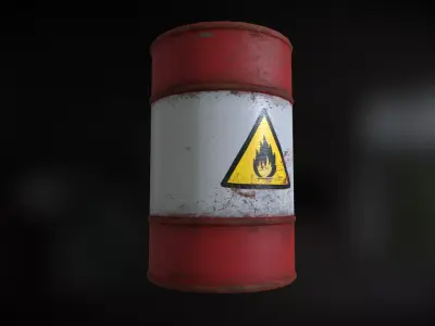 Explosive Red Oil Barrel - 4K PBR Low-poly 3D model