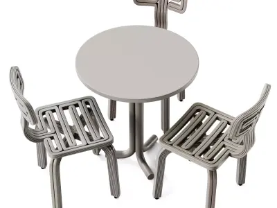 Noo Ma Table and Kooij Chubby Chair 3D model