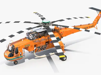Sikorsky S-64 Skycrane Firefighting Helicopter 3D model