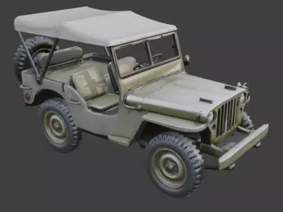 WWII Utility Jeep 3D Model Low-poly 3D model