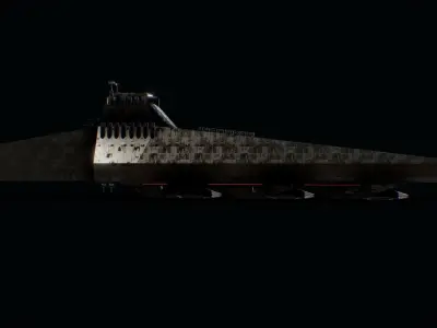 Sci-fi Military Aircraft Carrier Low-poly 3D model