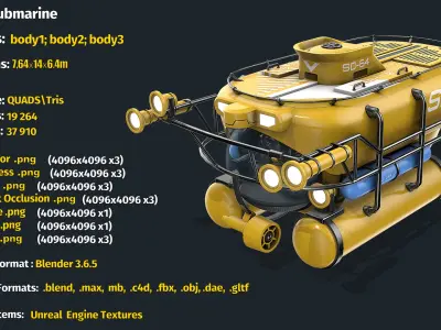 Yellow Submarine 3D model buy
