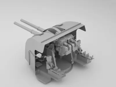 Bofors QF Twin 4 inch 102mm Naval Gun Mk XVI 3D model