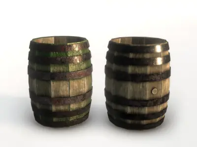 Barrel two wooden barrels Free low-poly 3D model