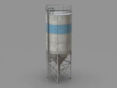 VERTICAL CEMENT SILO Low-poly 3D model