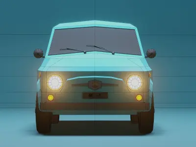 Low Poly Car 3D Model with headlights Free 3D model